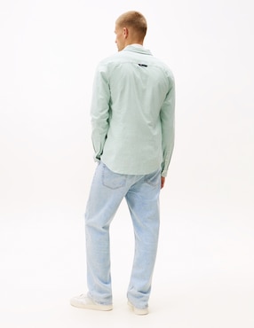 Camisa casual Tommy Jeans de algodón manga larga para hombre
