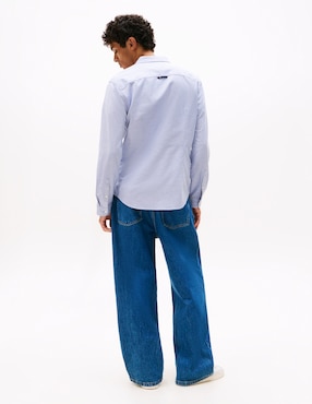 Camisa casual Tommy Jeans de algodón manga larga para hombre