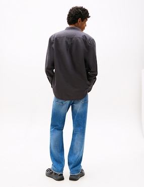 Camisa casual Tommy Jeans de algodón manga larga para hombre
