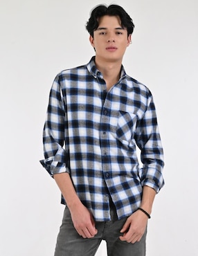 Camisa casual Supply de algodón manga larga para hombre