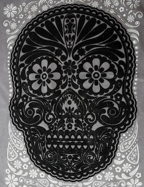 Playera Karani-Art calavera obsidiana cuello redondo para hombre