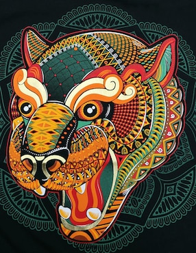 Playera Karani-Art jaguar zapoteco cuello redondo para hombre