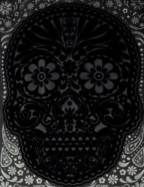Playera Karani-Art calavera obsidiana cuello redondo para hombre