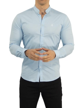 Camisa casual John Leopard de algodón manga larga para hombre