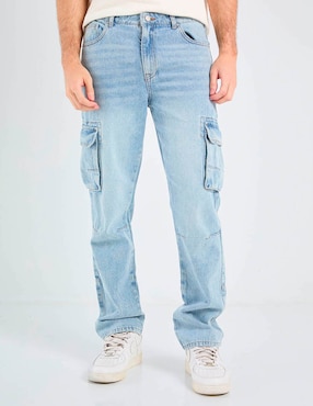 Jeans cargo straight That's It lavado claro para hombre