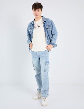 Jeans cargo straight That's It lavado claro para hombre