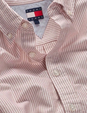Camisa casual Tommy Jeans de algodón manga larga para hombre