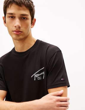 Playera Tommy Jeans Signature cuello redondo para hombre
