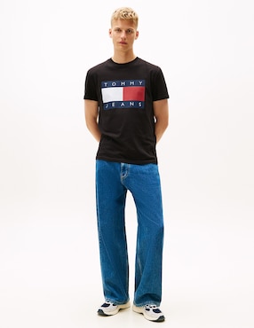 Playera Tommy Jeans Ess Flag cuello redondo para hombre