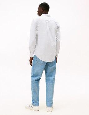 Camisa casual Tommy Jeans de algodón manga larga para hombre