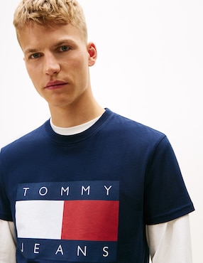Playera Tommy Jeans Ess Flag cuello redondo para hombre