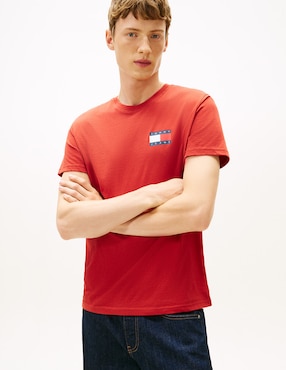 Playera Tommy Jeans Ess Flag cuello redondo para hombre