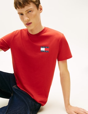 Playera Tommy Jeans Ess Flag cuello redondo para hombre