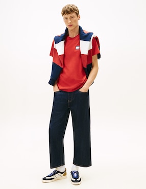 Playera Tommy Jeans Ess Flag cuello redondo para hombre