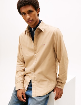 Camisa casual Tommy Jeans de algodón manga larga para hombre