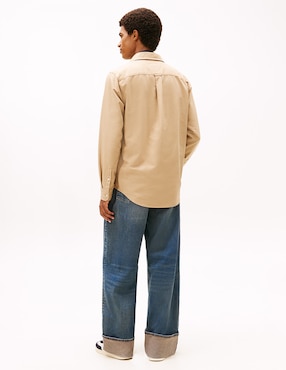 Camisa casual Tommy Jeans de algodón manga larga para hombre