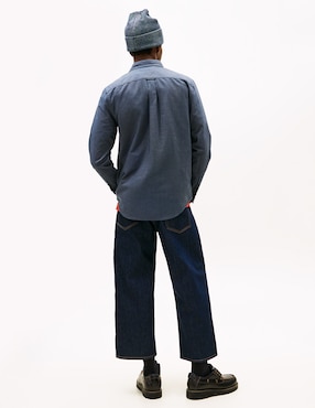 Camisa casual Tommy Jeans de algodón manga larga para hombre