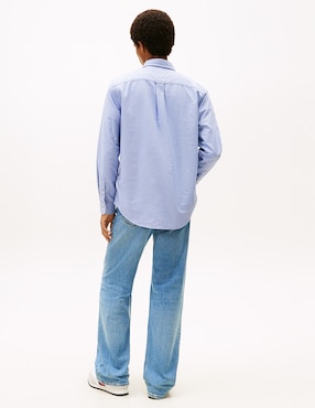 Camisa casual Tommy Jeans de algodón manga larga para hombre