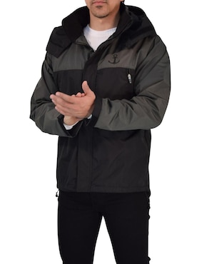 Chamarra rompevientos John Leopard Impermeable capucha y bolsa para hombre