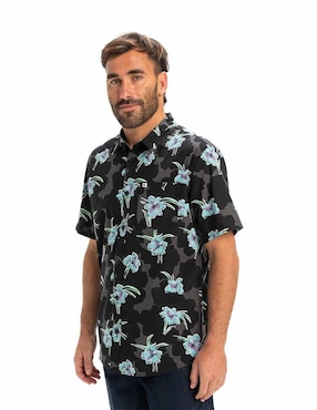 Camisa playa Quiksilver de algodón manga corta para hombre