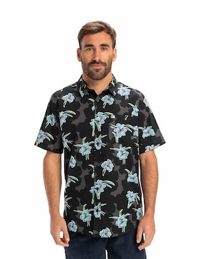 Camisa playa Quiksilver de algodón manga corta para hombre