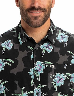 Camisa playa Quiksilver de algodón manga corta para hombre