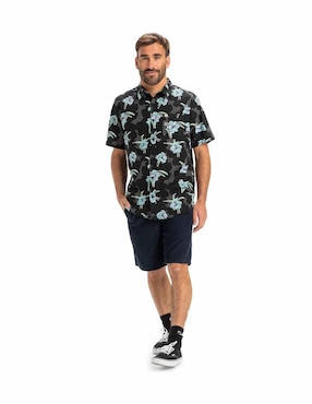 Camisa playa Quiksilver de algodón manga corta para hombre