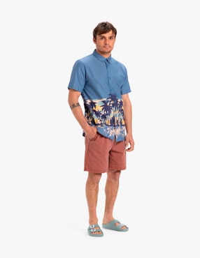Camisa casual Quiksilver de algodón manga corta para hombre