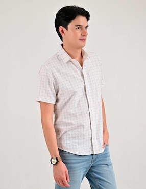 Camisa casual Supply de poliéster y algodón manga corta para hombre
