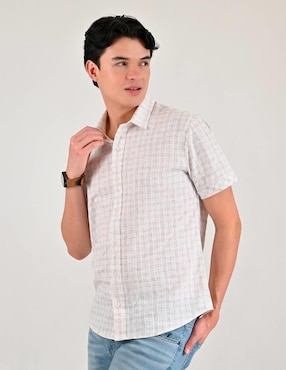 Camisa casual Supply de poliéster y algodón manga corta para hombre