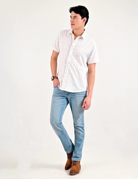Camisa casual Supply de poliéster y algodón manga corta para hombre