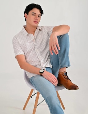 Camisa casual Supply de poliéster y algodón manga corta para hombre