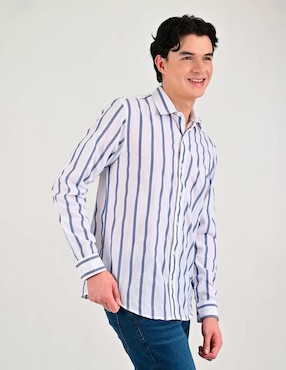 Camisa casual Supply de poliéster y algodón manga larga para hombre