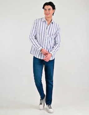 Camisa casual Supply de poliéster y algodón manga larga para hombre