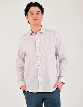 Camisa casual Supply de poliéster y algodón manga larga para hombre