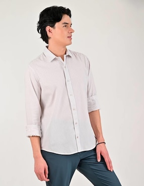 Camisa casual Supply de poliéster y algodón manga larga para hombre