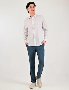 Camisa casual Supply de poliéster y algodón manga larga para hombre