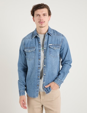 Camisa casual Guess Jeans de algodón manga larga para hombre
