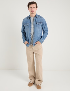 Camisa casual Guess Jeans de algodón manga larga para hombre
