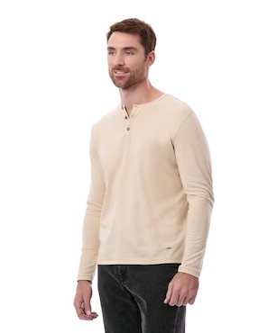 Playera Buffalo Jeans David Bitton cuello henley para hombre