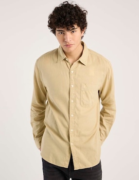 Camisa casual American Eagle de lino manga larga para hombre