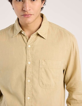 Camisa casual American Eagle de lino manga larga para hombre