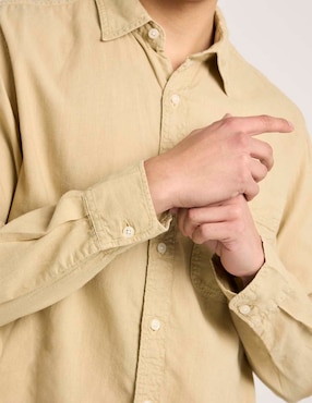 Camisa casual American Eagle de lino manga larga para hombre