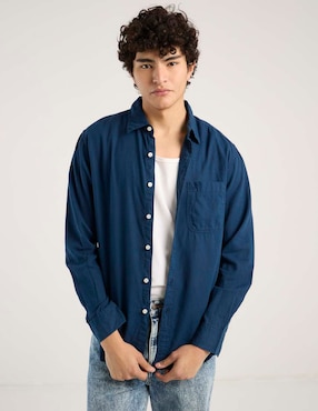 Camisa casual American Eagle de lino manga larga para hombre