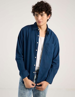 Camisa casual American Eagle de lino manga larga para hombre