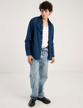 Camisa casual American Eagle de lino manga larga para hombre