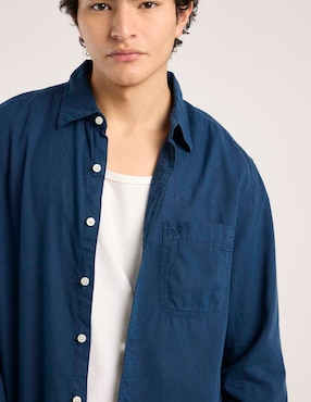 Camisa casual American Eagle de lino manga larga para hombre