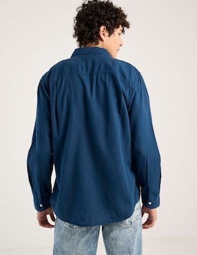 Camisa casual American Eagle de lino manga larga para hombre