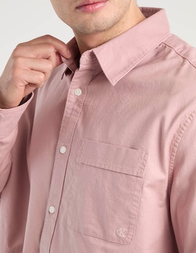 Camisa casual Calvin Klein de algodón manga larga para hombre