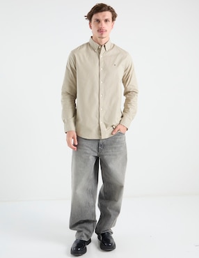 Camisa casual Calvin Klein de algodón manga larga para hombre